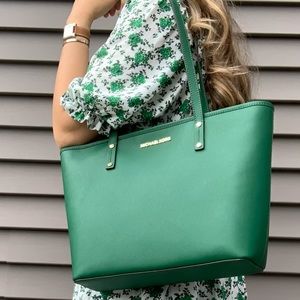 Michael Kors Jet Set Travel Zip Top Tote Green